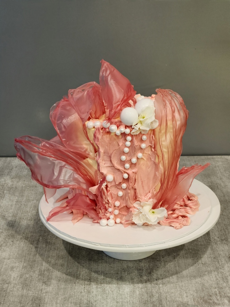 Pink Cake with pearls and sails